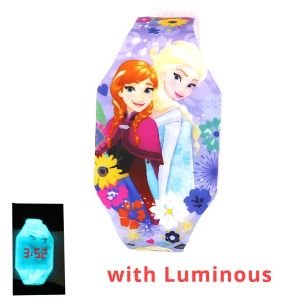 New Luminous Princess Elsa Child Watches For Girl Avengers Captain LED Watch Kids Student Electronic Watch Clock Reloj Infantil