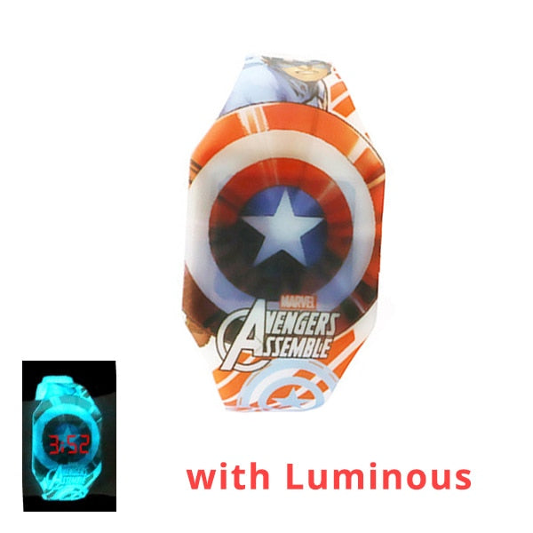 New Luminous Princess Elsa Child Watches For Girl Avengers Captain LED Watch Kids Student Electronic Watch Clock Reloj Infantil