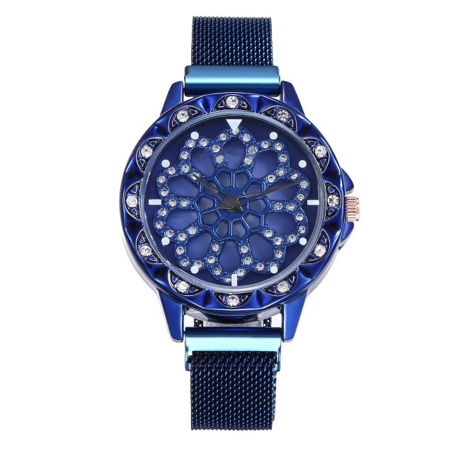 Luxury Digital Magnet Watches For Women Rose Gold Stainless Steel Dress LED  Quartz Watch Female Clock Relogio Feminino Drop Ship