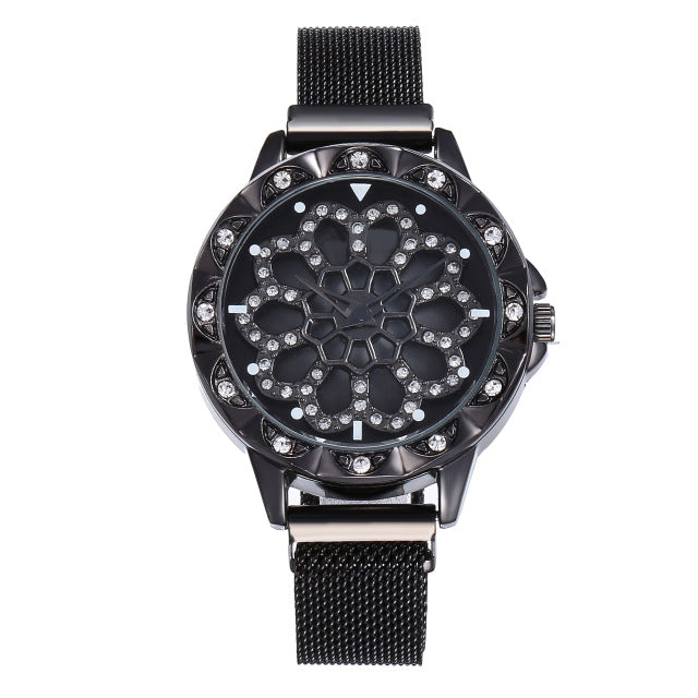 Luxury Digital Magnet Watches For Women Rose Gold Stainless Steel Dress LED  Quartz Watch Female Clock Relogio Feminino Drop Ship