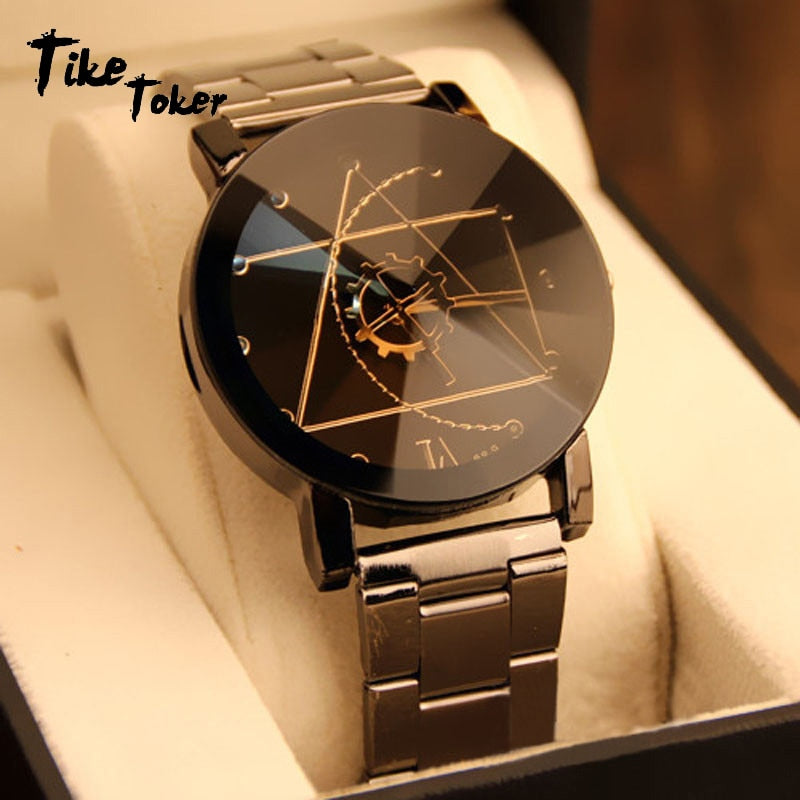 TIke Toke,2017 New Luxury Couple Watch Fashion Stainless Steel Watch for Man Quartz Analog Wrist Watch Orologio Uomo Hot Sales